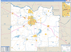 Wichita Falls Metro Area Wall Map Basic Style 2026